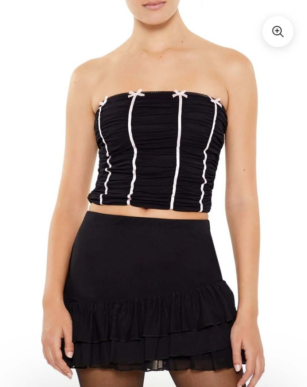 NWT Bow Cropped Tube Top knit mesh tube top featuring a straight-cut neckline